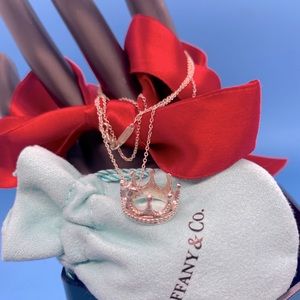 Tiffany & Co. Princess 3D Crown Pendant Charm Silver Necklace